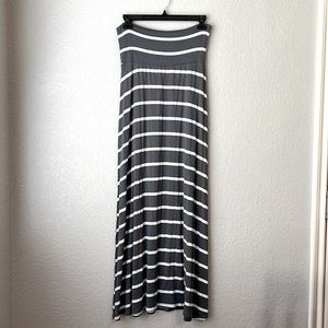 Grey Striped Maxi Skirt